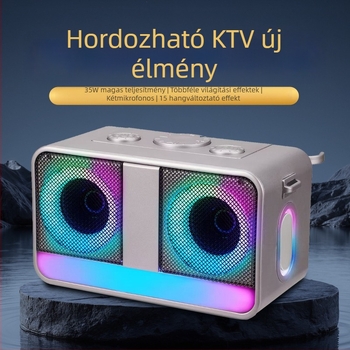 Karaoke Bluetooth hangszóró, hordozható kültéri használatra, 35W, két hangszóró, beépített akkumulátor, Bluetooth 5.1, frekvenciasáv 100Hz-20kHz, mikrofon a csomagban