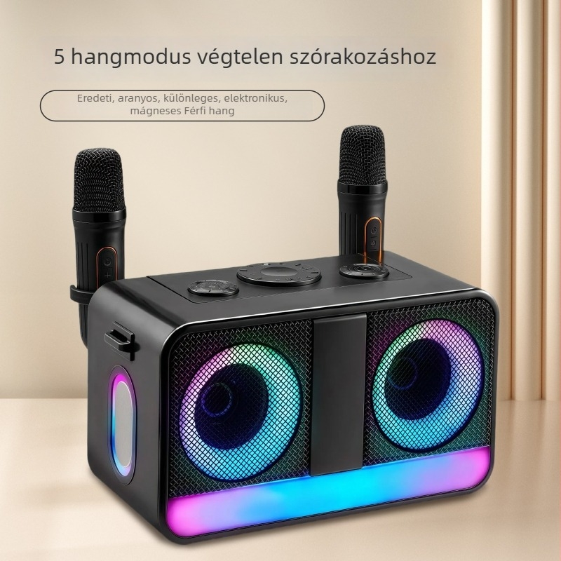 Karaoke Bluetooth hangszóró, hordozható kültéri használatra, 35W, két hangszóró, beépített akkumulátor, Bluetooth 5.1, frekvenciasáv 100Hz-20kHz, mikrofon a csomagban