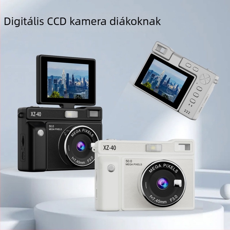 Fiatalok CCD digitális kamera, hordozható önarckép kamera otthoni használatra, 13 MP, 2,8 hüvelykes LCD, 16× digitális zoom, Android-alapú, TF-kártya