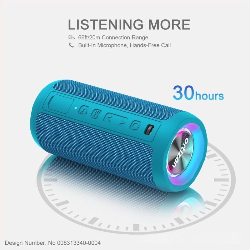 Ortizan Bluetooth hangszóró – 20W, IPX7 vízálló, Bluetooth 5.3, beépített 4000–6000 mAh akkumulátor, frekvencia-tartomány 20 Hz–20 kHz