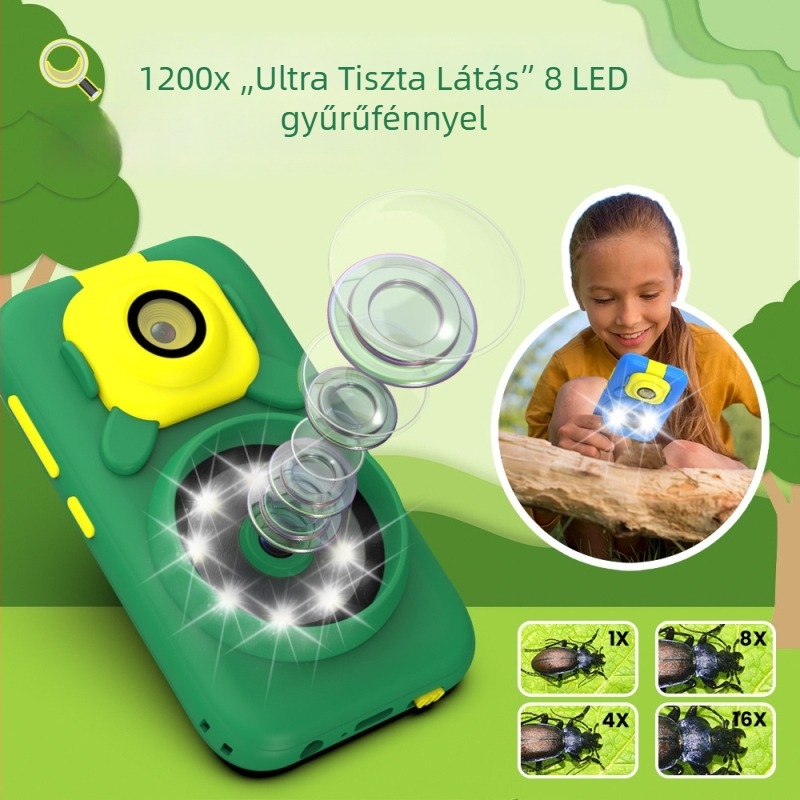 Gyerekeknek való kamera 2MP CMOS szenzorral, 4x optikai zoom, makró fotózás, USB 3.0, TF-kártya tárhely