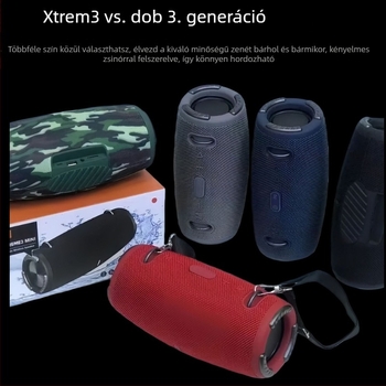 Xtreme3 War Drum 3. generációs Bluetooth hangszóró kültéri hordozható, microSD-kártya bemenettel és mélynyomóval