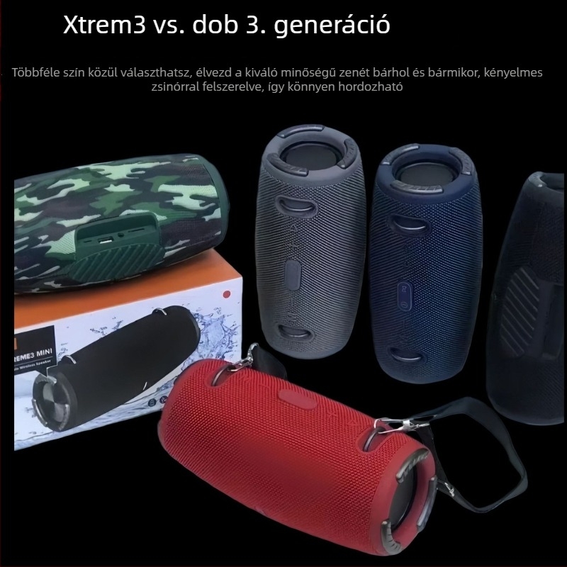 Xtreme3 War Drum 3. generációs Bluetooth hangszóró kültéri hordozható, microSD-kártya bemenettel és mélynyomóval