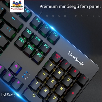 ViewSonic KU520 gamer billentyűzet, 104 gombos, kábeles kapcsolattal, mechanikus kapcsolók, RGB háttérvilágítás, vízálló