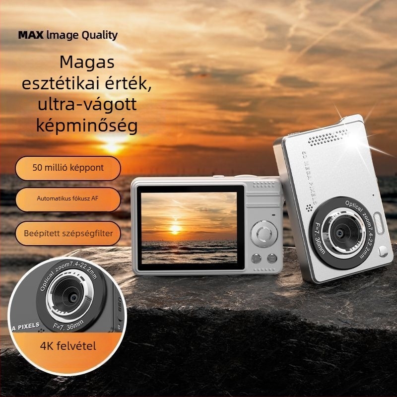 Retro CCD digitális kamera diákoknak — hordozható kampusz kamera CCD-érzékelővel, optikai zoom nélkül, képstabilizálás nélkül