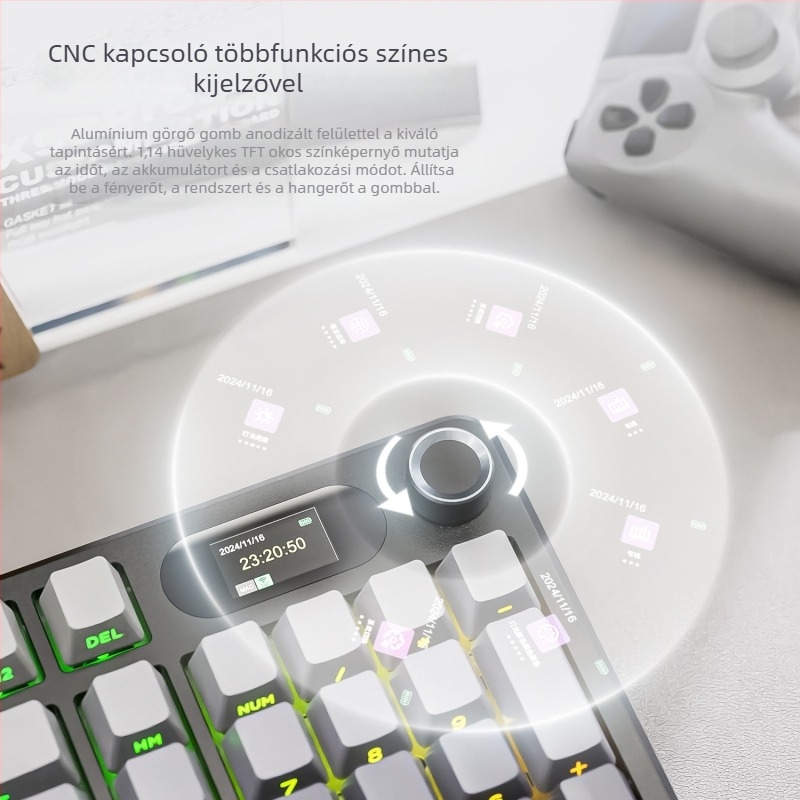 Attack Shark X98Pro mechanikus billentyűzet RGB háttérvilágítással, három üzemmódú kapcsolódás (kábeles/Bluetooth/wireless), több than 98 billentyű, Blueberry kapcsolók, ABS ház