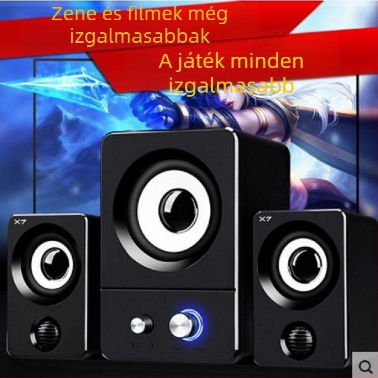 X7 2.1 számítógépes hangszórók, 9W, 40Hz-20kHz, USB tápegység, Bluetooth 4.1