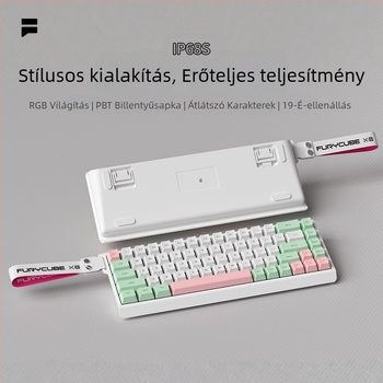 Furycube IP68S 68–gombos vezetékes membrán billentyűzet RGB háttérvilágítással, irodai és játékhoz