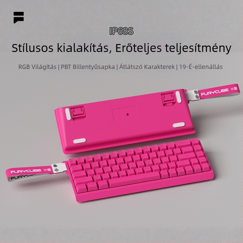 Furycube IP68S 68–gombos vezetékes membrán billentyűzet RGB háttérvilágítással, irodai és játékhoz