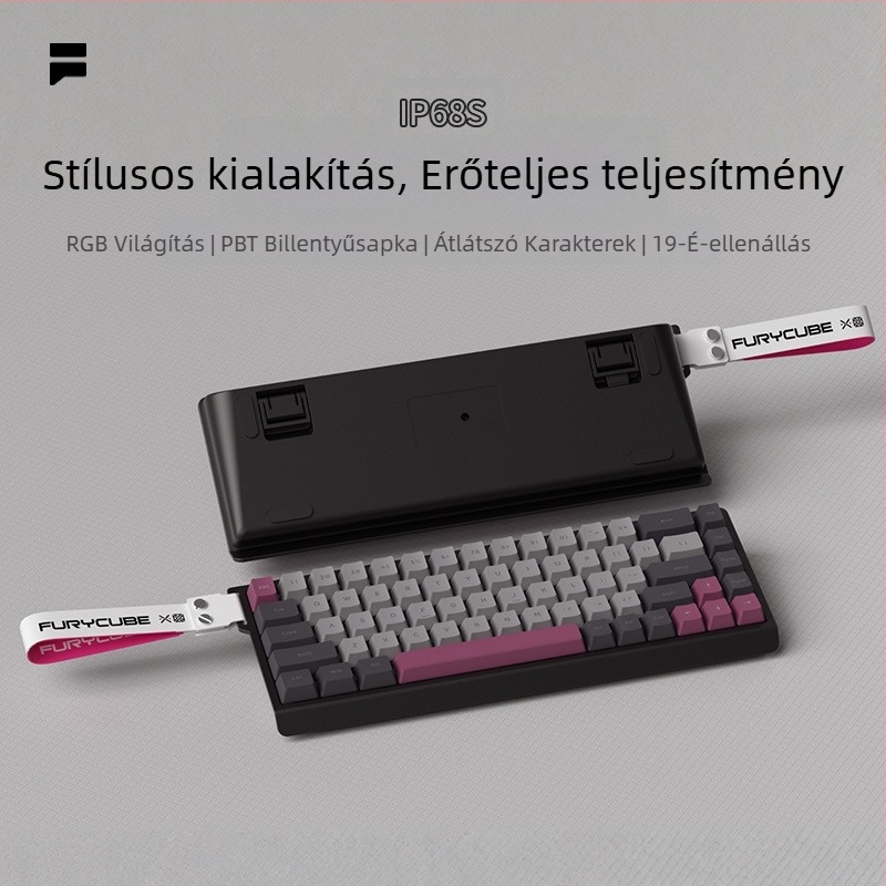 Furycube IP68S 68–gombos vezetékes membrán billentyűzet RGB háttérvilágítással, irodai és játékhoz
