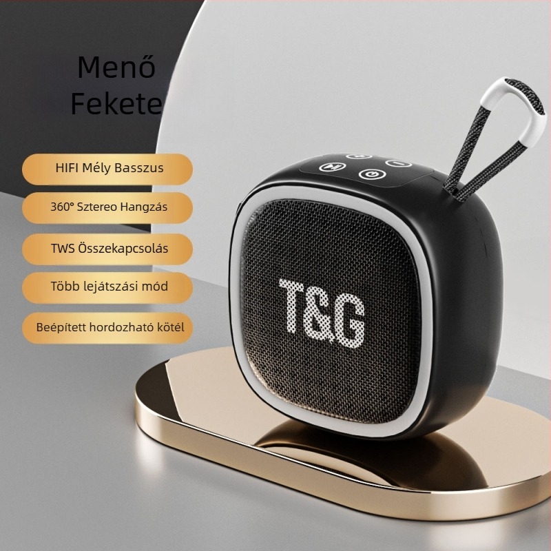 Mini Bluetooth hangszóró kártyahely, Bluetooth 5.0, IPX7 vízálló, beépített 500–800 mAh akkumulátor, frekvencia-válasz 100 Hz–20 kHz, SNR ≥70 dB
