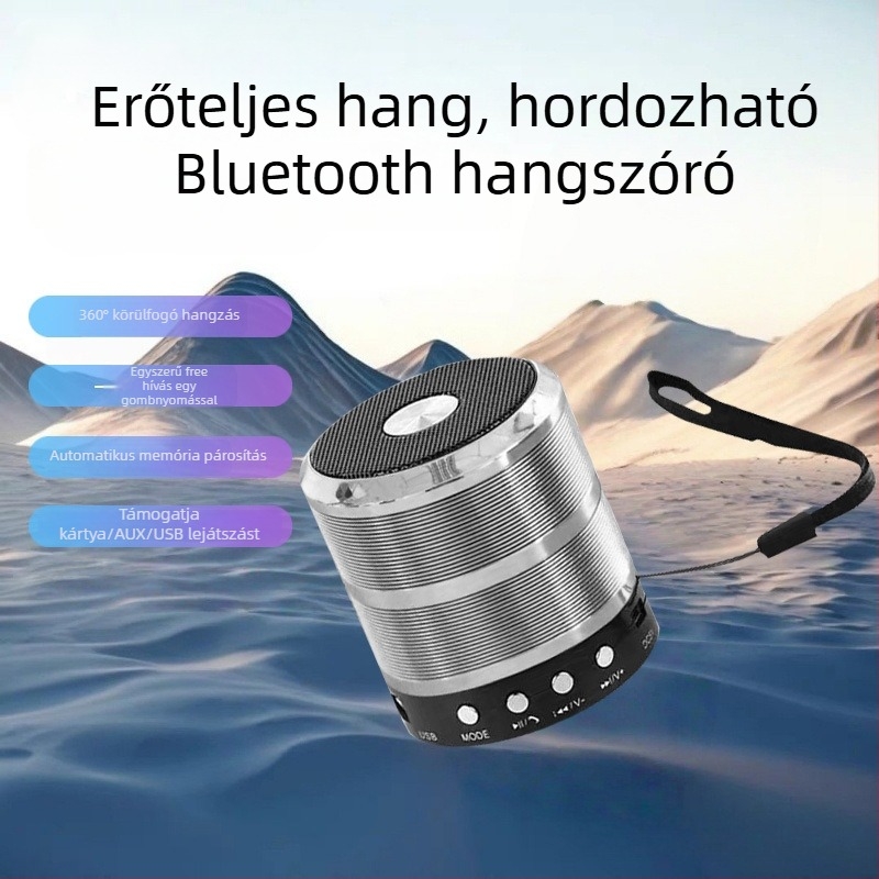WS-887 Hordozható Bluetooth Hangszóró Beépített Akkumulátorral, Erőteljes Basszus, 5 W, 10 m Hatótávolság
