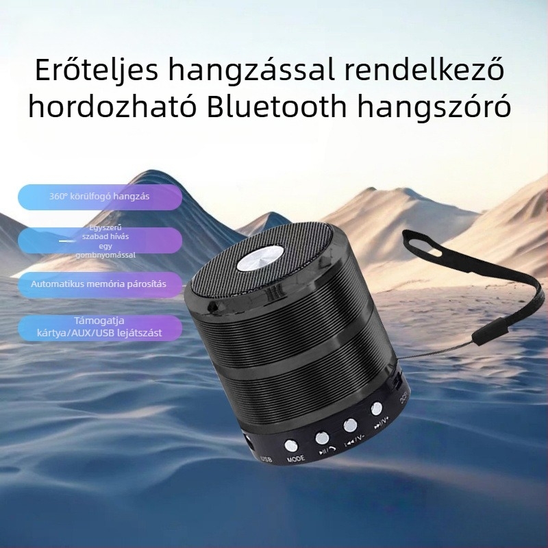 WS-887 Hordozható Bluetooth Hangszóró Beépített Akkumulátorral, Erőteljes Basszus, 5 W, 10 m Hatótávolság