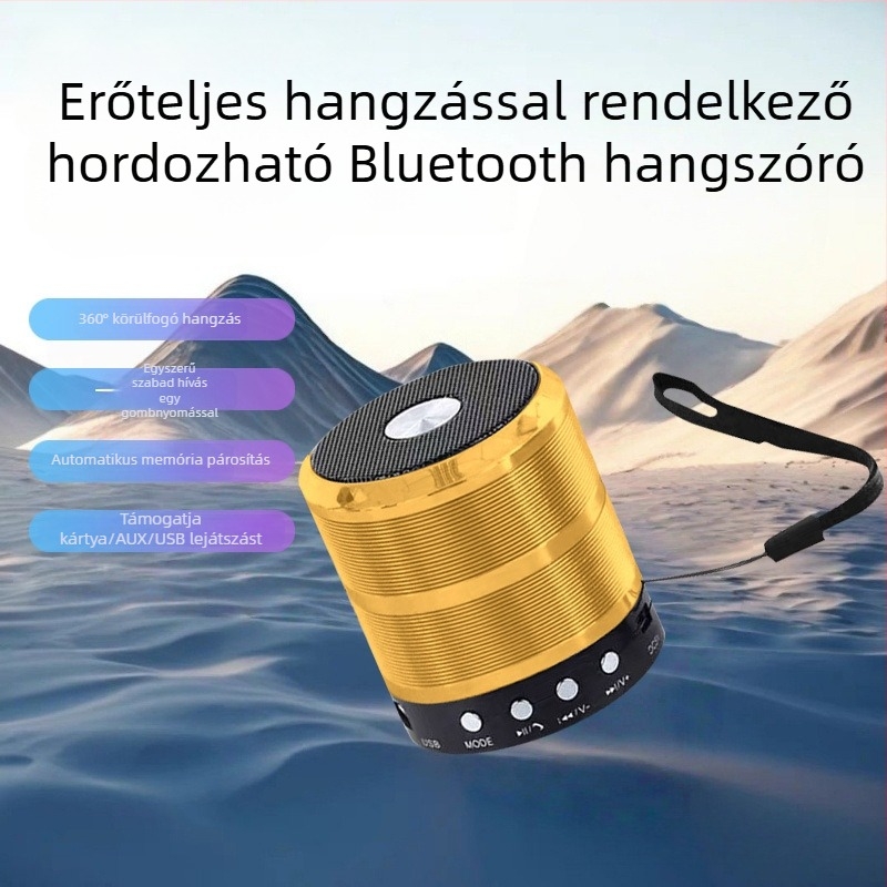 WS-887 Hordozható Bluetooth Hangszóró Beépített Akkumulátorral, Erőteljes Basszus, 5 W, 10 m Hatótávolság