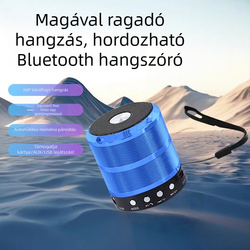 WS-887 Hordozható Bluetooth Hangszóró Beépített Akkumulátorral, Erőteljes Basszus, 5 W, 10 m Hatótávolság