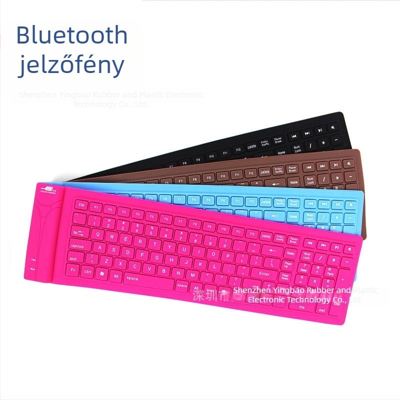 Bluetooth összecsukható szilikon billentyűzet, hangtalan vezeték nélküli billentyűzet, vízálló és porálló, 108 gomb, modell YB-108