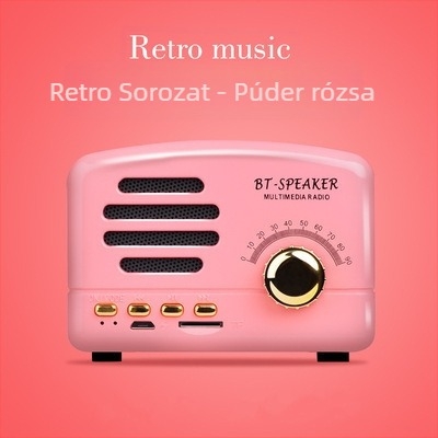 BT01 Kreatív retro Bluetooth hangszóró fa textúrával, beépített 300–500 mAh akkumulátor, 5 W, Bluetooth 2.1, 100 Hz–20 kHz, SNR ≥75 dB.