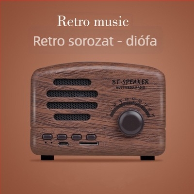 BT01 Kreatív retro Bluetooth hangszóró fa textúrával, beépített 300–500 mAh akkumulátor, 5 W, Bluetooth 2.1, 100 Hz–20 kHz, SNR ≥75 dB.