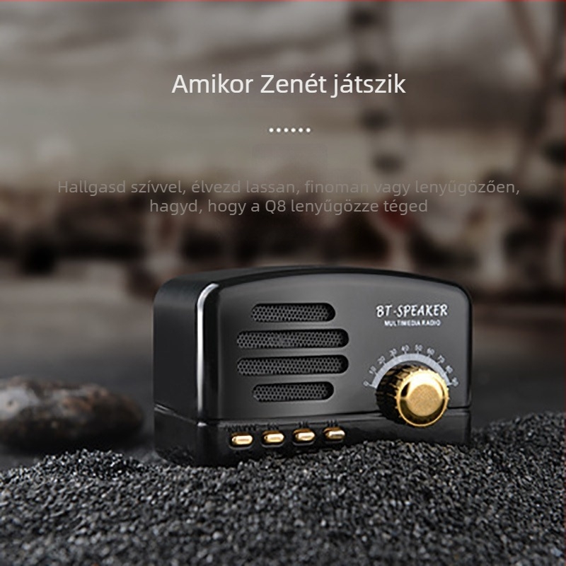 BT01 Kreatív retro Bluetooth hangszóró fa textúrával, beépített 300–500 mAh akkumulátor, 5 W, Bluetooth 2.1, 100 Hz–20 kHz, SNR ≥75 dB.