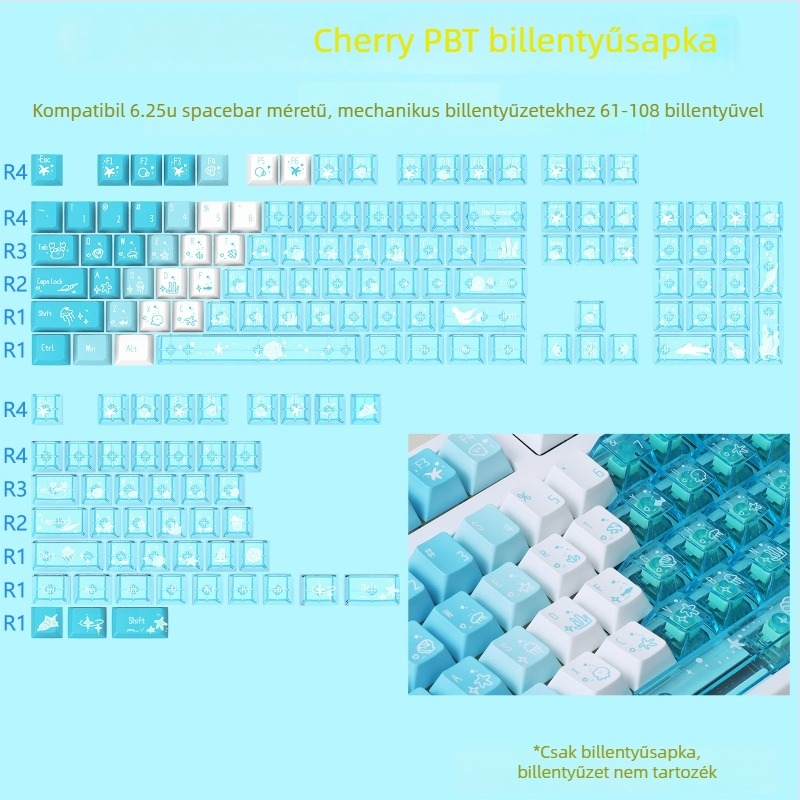 Cherry profilú PBT keycap készlet mechanikus billentyűzethez, dye-sublimáció PC-n, 150 kulcs, testreszabás támogatott