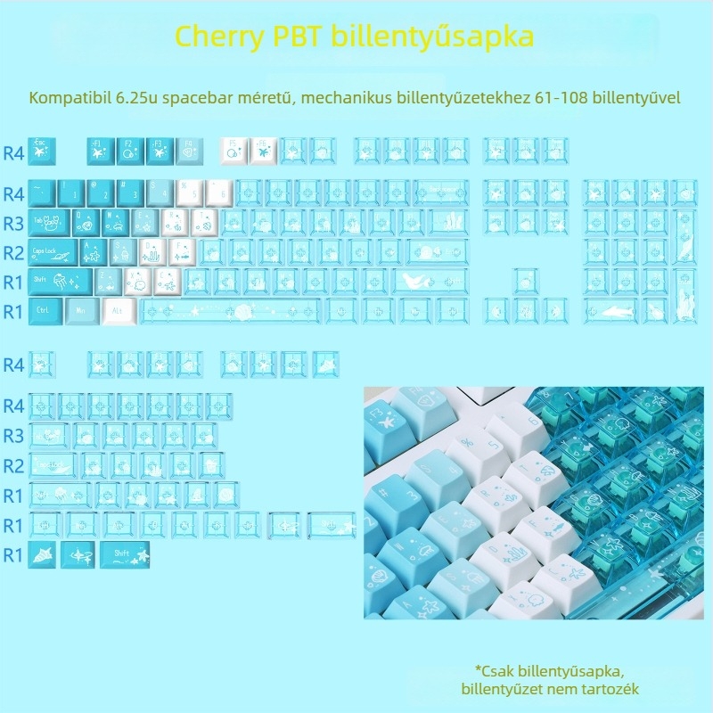 Cherry profilú PBT keycap készlet mechanikus billentyűzethez, dye-sublimáció PC-n, 150 kulcs, testreszabás támogatott