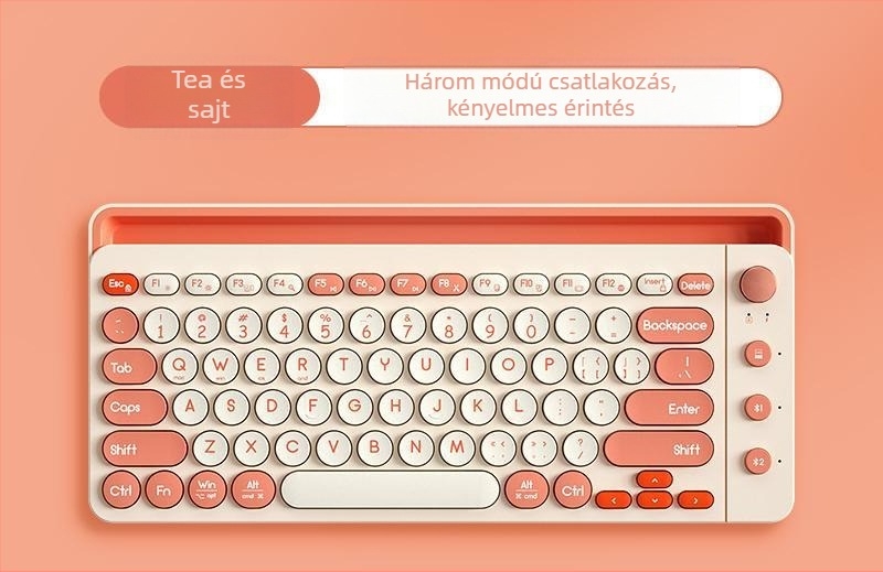 Kétszeres módú vezeték nélküli Bluetooth billentyűzet, 87 billentyű, ABS kivitel, Bluetooth + 2,4G, háttérvilágítás nélküli