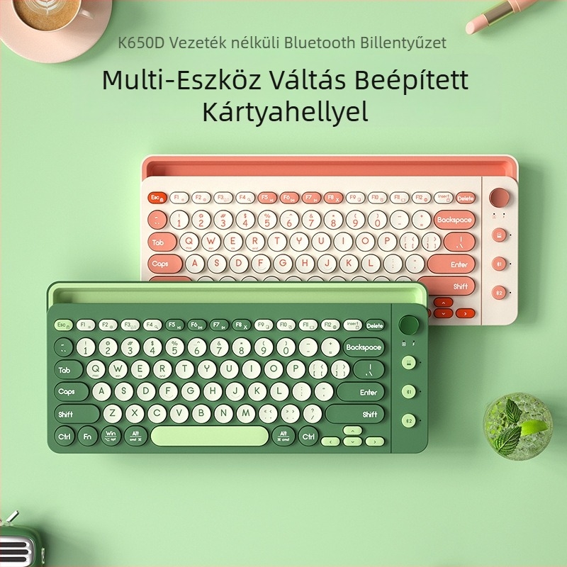 Kétszeres módú vezeték nélküli Bluetooth billentyűzet, 87 billentyű, ABS kivitel, Bluetooth + 2,4G, háttérvilágítás nélküli