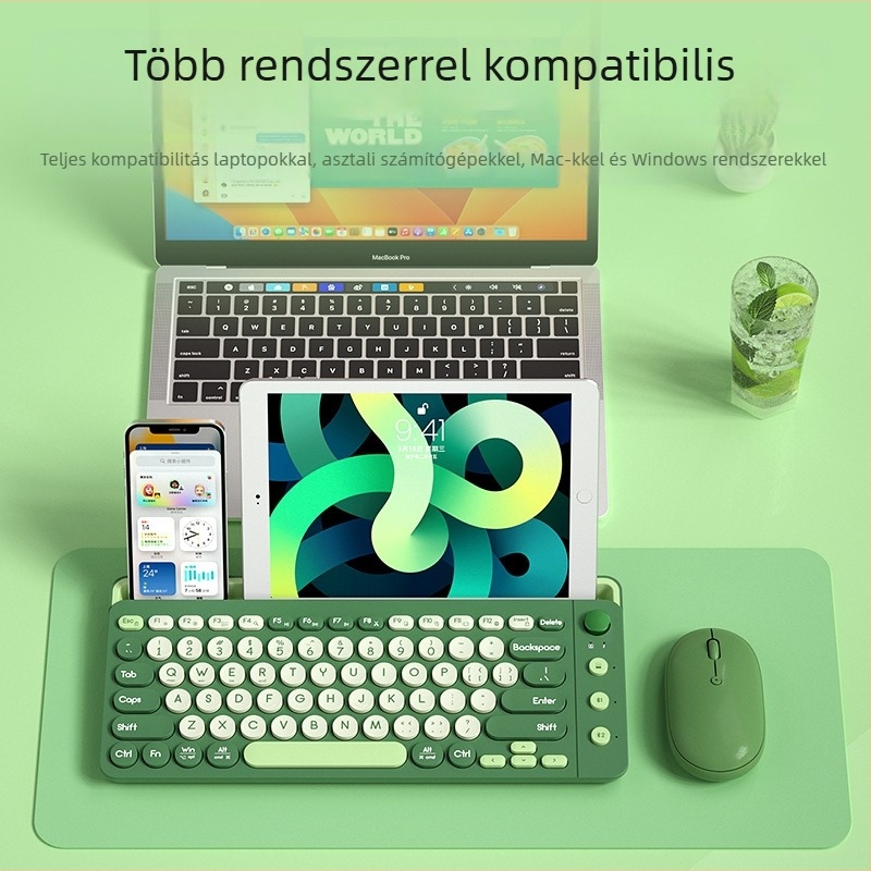 Kétszeres módú vezeték nélküli Bluetooth billentyűzet, 87 billentyű, ABS kivitel, Bluetooth + 2,4G, háttérvilágítás nélküli