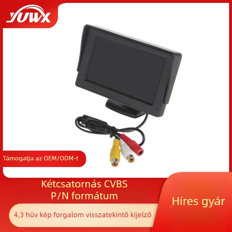 Autóhátsó tolató kijelző YWX-430A TFT LCD-vel, 480x272 felbontás, CVBS bemenet