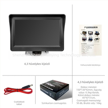 Autós LCD-monitor SSY-Y401 – felbontás 480x272, AV bemenet, CVBS kompatibilitás, PAL/NTSC