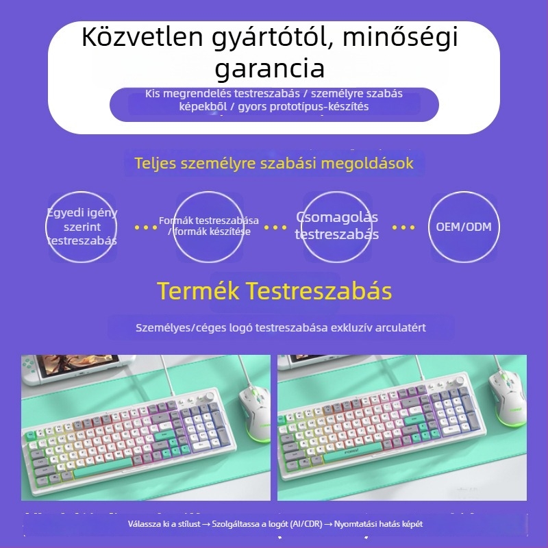 FVW306 Vezeték nélküli csendes billentyűzet és egér készlet – ergonómikus, 104 billentyű, 2.4G, 1000-1200-1400dpi, Plug-and-Play