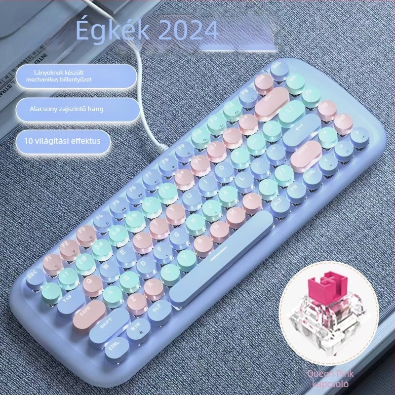 MOFII mechanikus billentyűzet, legfeljebb 87 billentyű, kábeles, vízálló, mechanikus kapcsolók, ABS ház, 1,8 m kábel