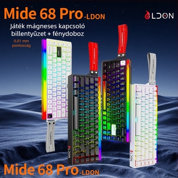LDON68PRO Mágneses tengelyű mechanikus billentyűzet, 87 gomb, vezetékes, RGB háttérvilágítás