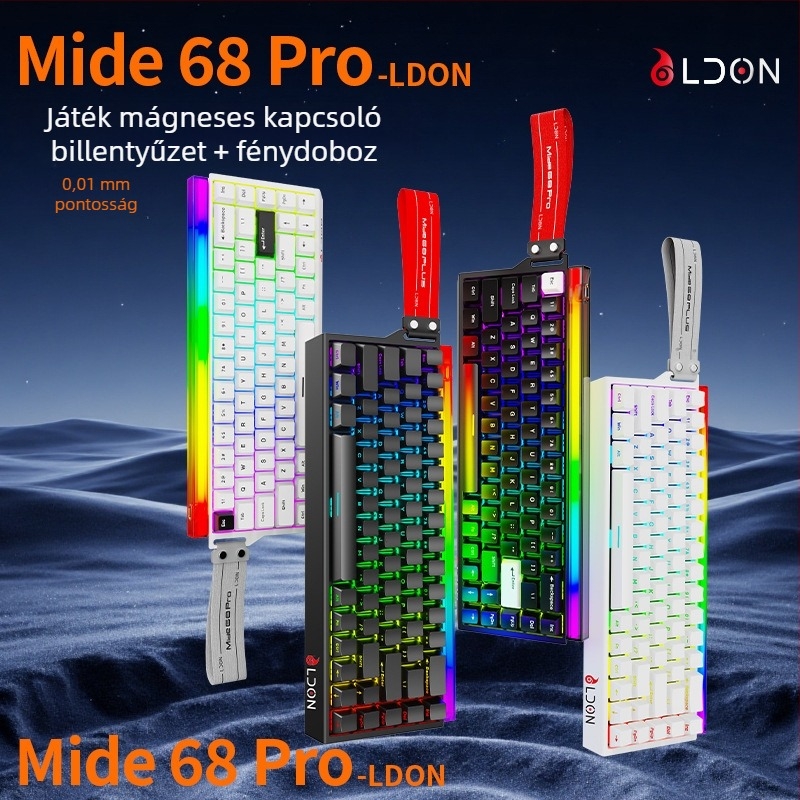 LDON68PRO Mágneses tengelyű mechanikus billentyűzet, 87 gomb, vezetékes, RGB háttérvilágítás