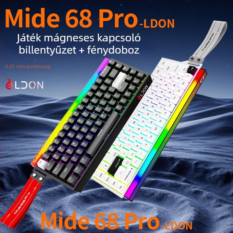 LDON68PRO Mágneses tengelyű mechanikus billentyűzet, 87 gomb, vezetékes, RGB háttérvilágítás