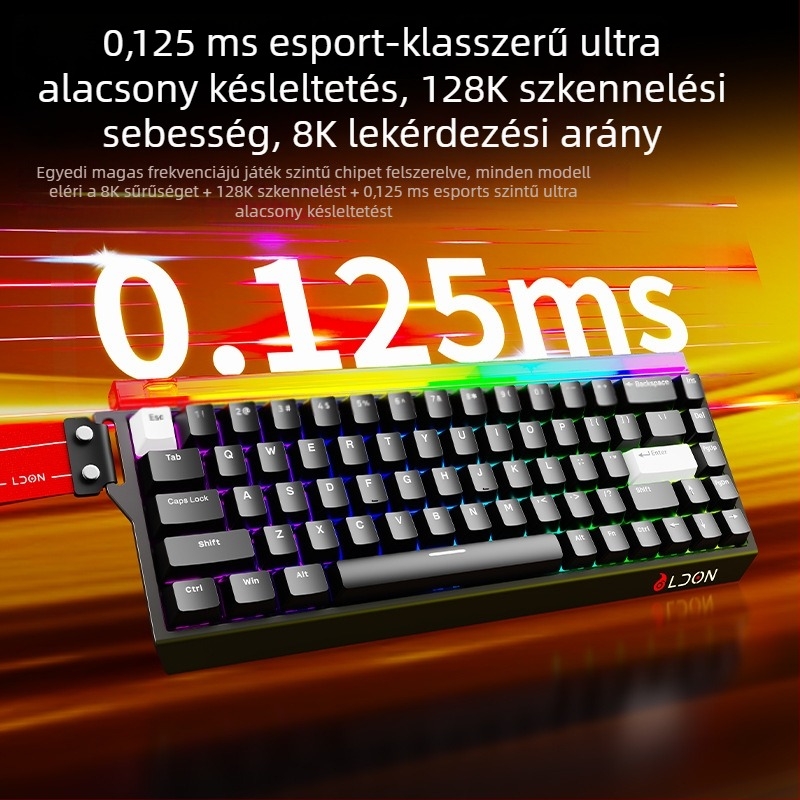 LDON68PRO Mágneses tengelyű mechanikus billentyűzet, 87 gomb, vezetékes, RGB háttérvilágítás