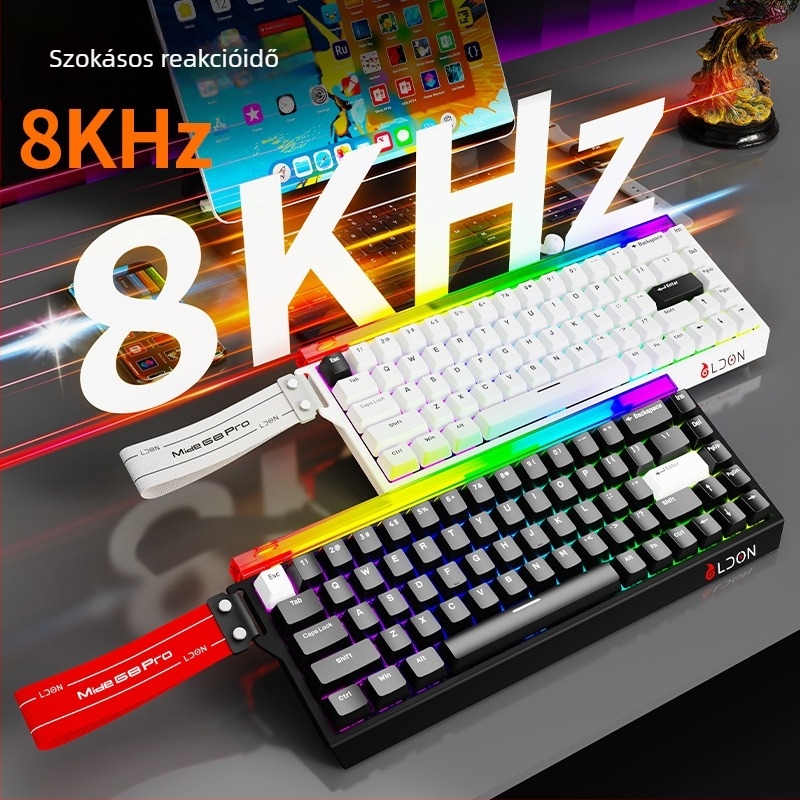 LDON68PRO Mágneses tengelyű mechanikus billentyűzet, 87 gomb, vezetékes, RGB háttérvilágítás