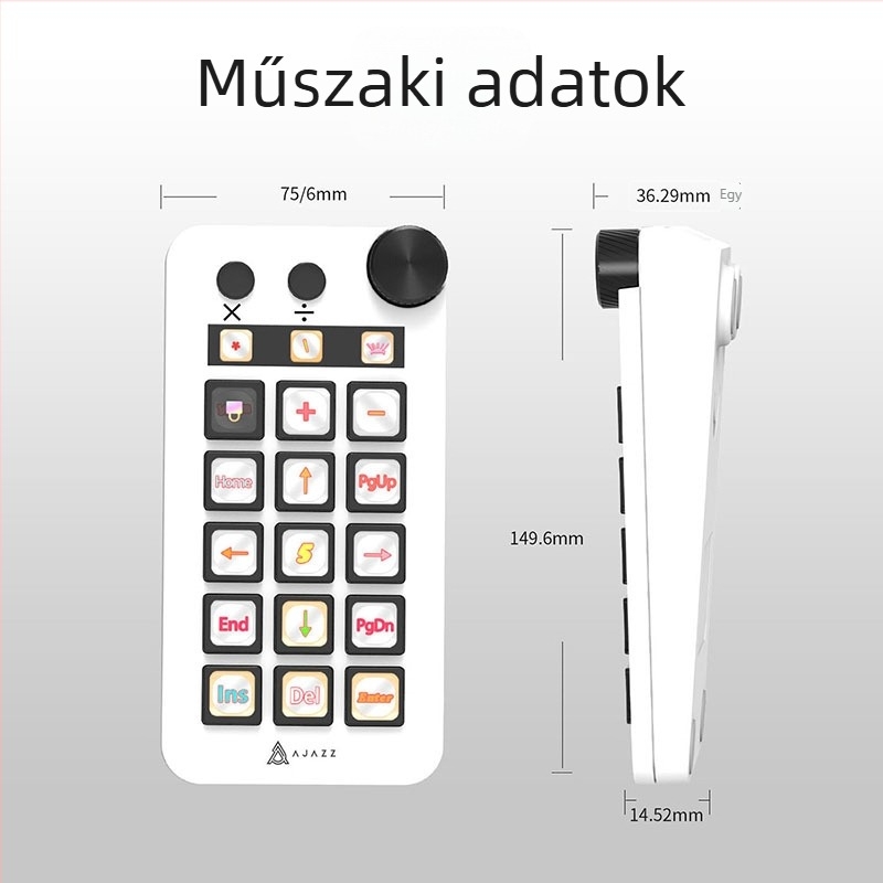 Ajazz N1 vezetékes billentyűzet 15 billentyűvel és RGB háttérvilágítással (szilikon és ABS anyagok; testreszabás támogatott)