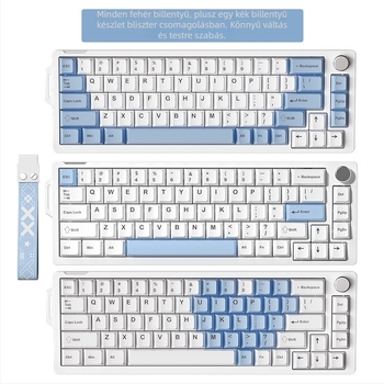 Mechanikus billentyűzet, 68 gomb, vezetékes USB, RGB háttérvilágítás, fehér kapcsolók