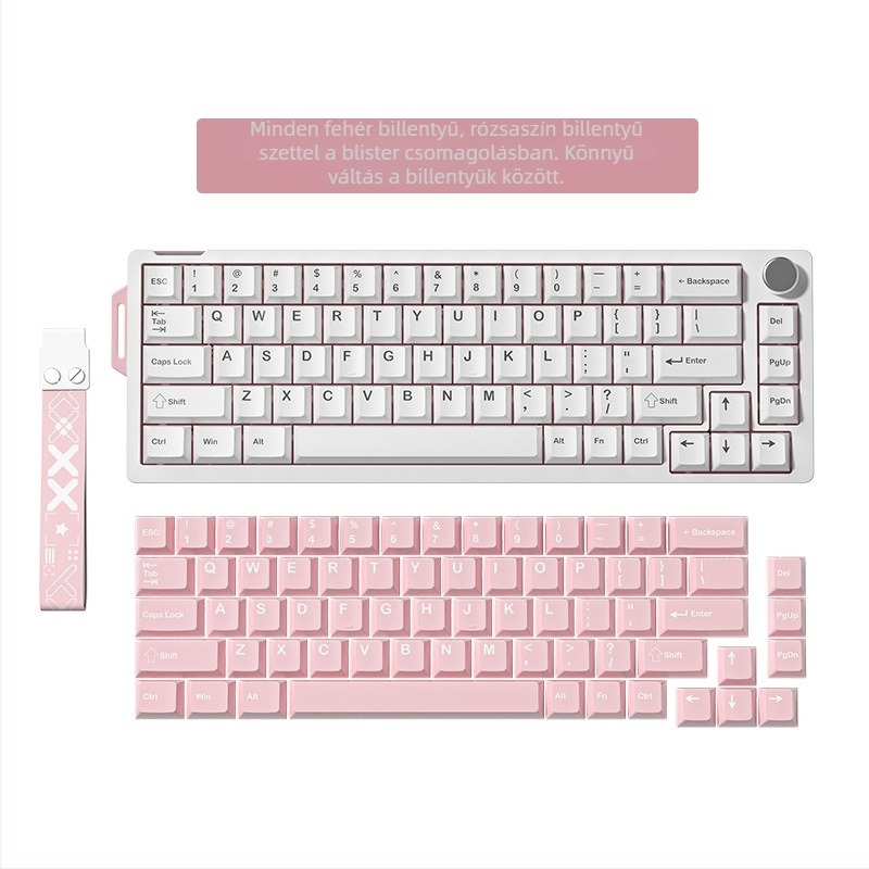 Mechanikus billentyűzet, 68 gomb, vezetékes USB, RGB háttérvilágítás, fehér kapcsolók