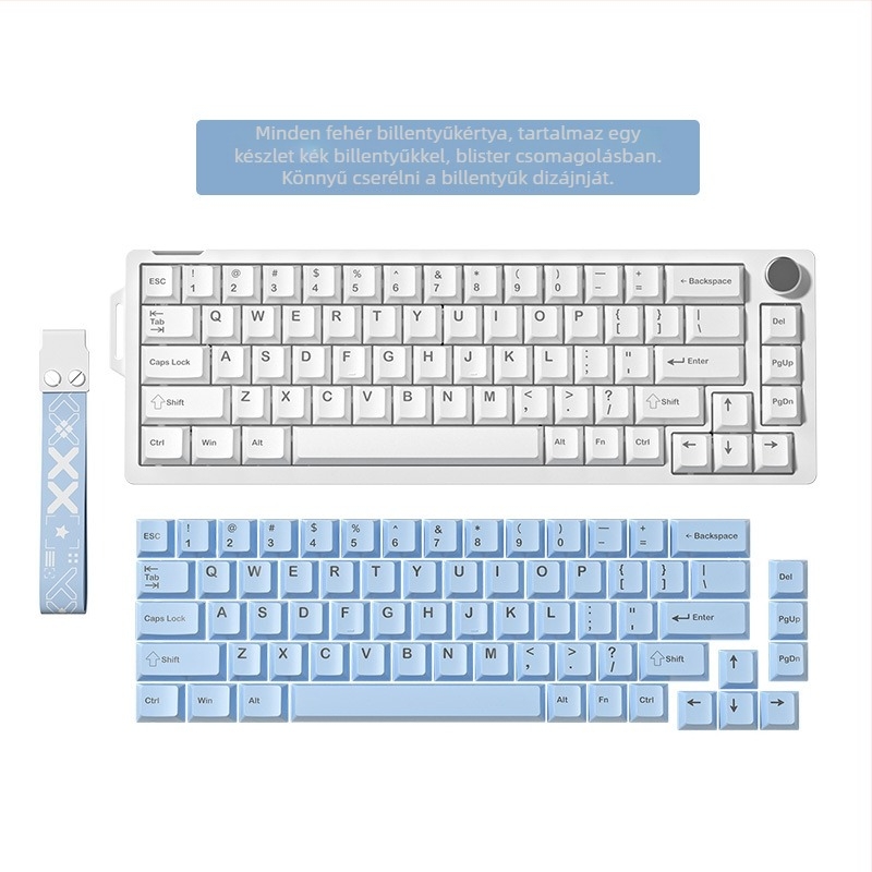 Mechanikus billentyűzet, 68 gomb, vezetékes USB, RGB háttérvilágítás, fehér kapcsolók