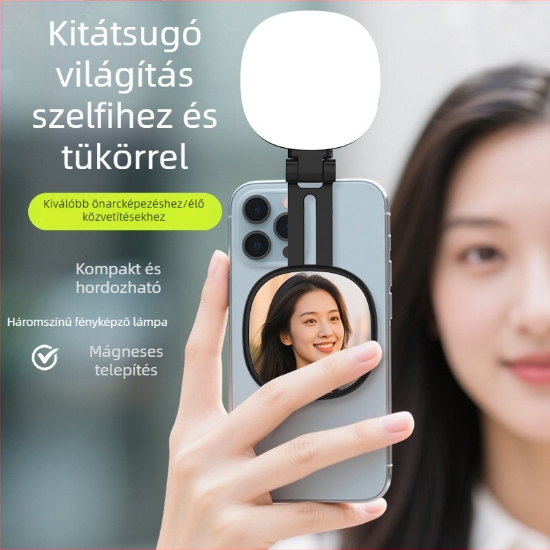 K04 összecsukható mágneses zseblámpa élő adásokhoz — kézben tartható sminkvilágítás, hordozható, 5W, 5V, többszintű fényerő-szabályozás