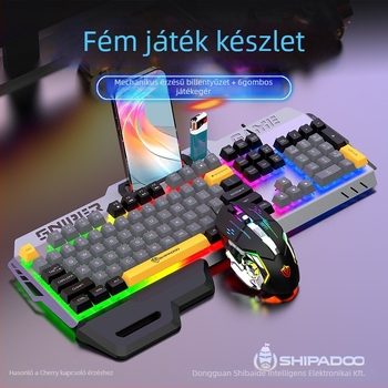 Játékbillentyűzet 104 billentyűvel, vezetékes, fém felépítésű, több színű háttérvilágítás