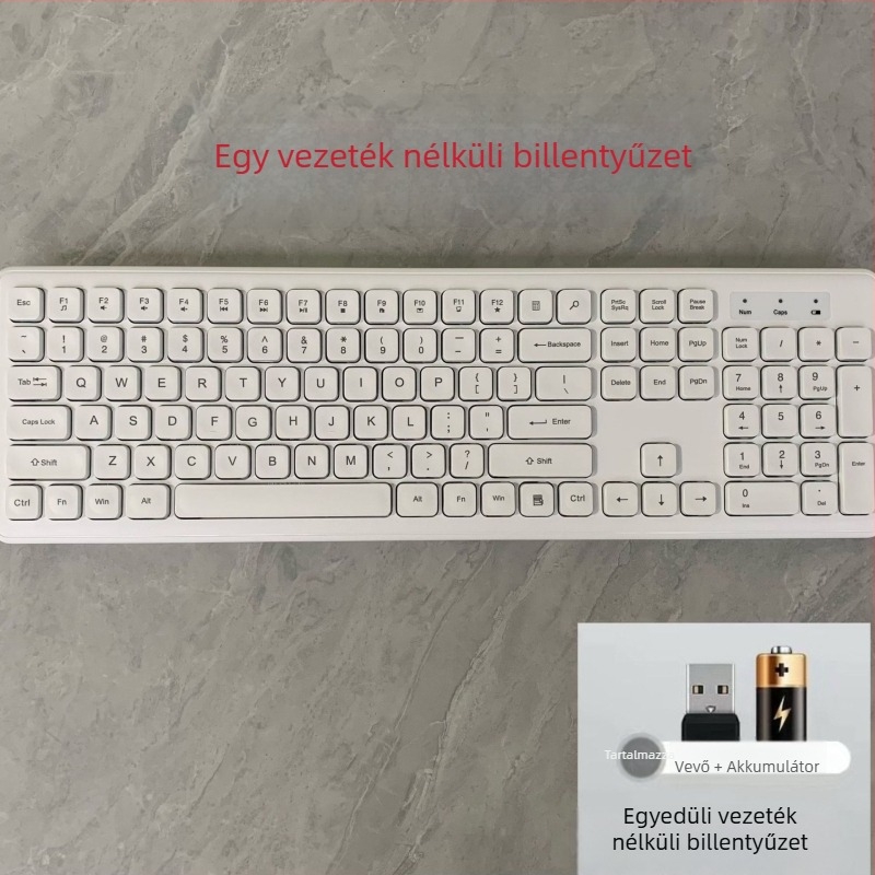 Vezeték nélküli billentyűzet és egér készlet – USB vevő, 1000 DPI optikai felbontás (1000 DPI optikai felbontás, USB interfész, USB vevő)