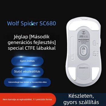 Egér talpbetétek Wolf Spider sc680/sc580 — kopásálló, sima felület, pontos slot-beállítás — ragasztónyom nélkül — egyedi minta