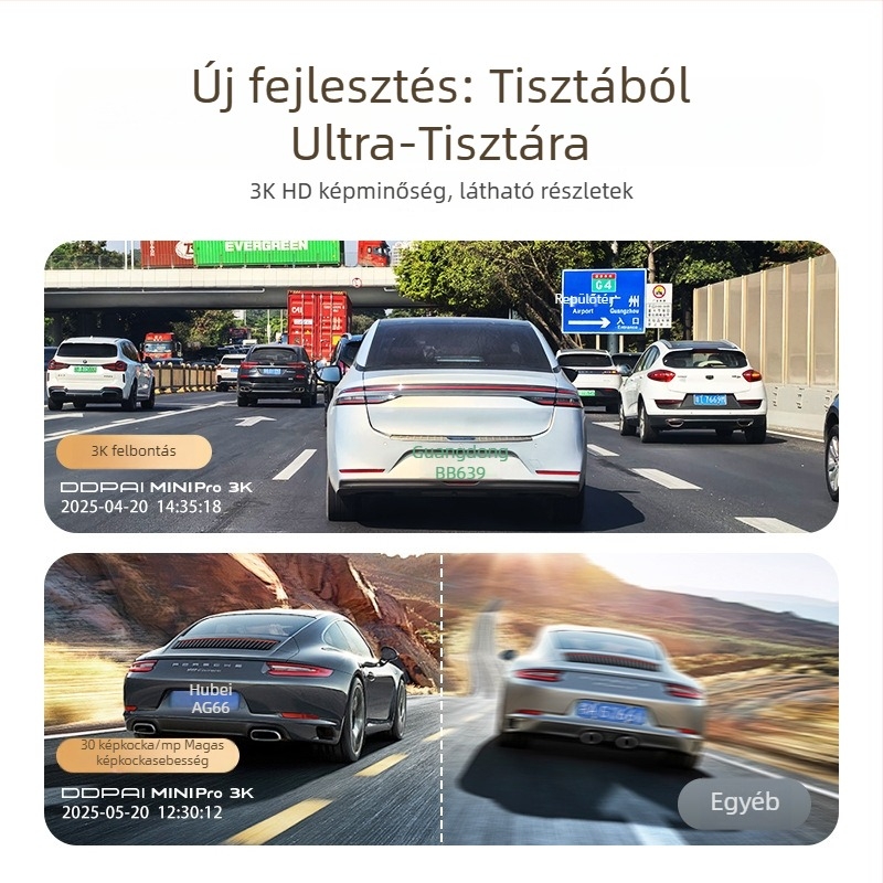Autós dash cam 2025-ös új modell, vezeték nélküli, Ultra HD éjszakai látás, parkolási megfigyelés, 24 órás felvétel