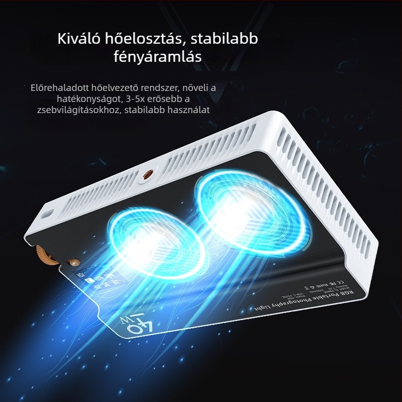 PB40R 40W RGB Fénykiegészítő Mobiltelefonos Fotózáshoz — 3 színhőmérséklet, asztali tartó