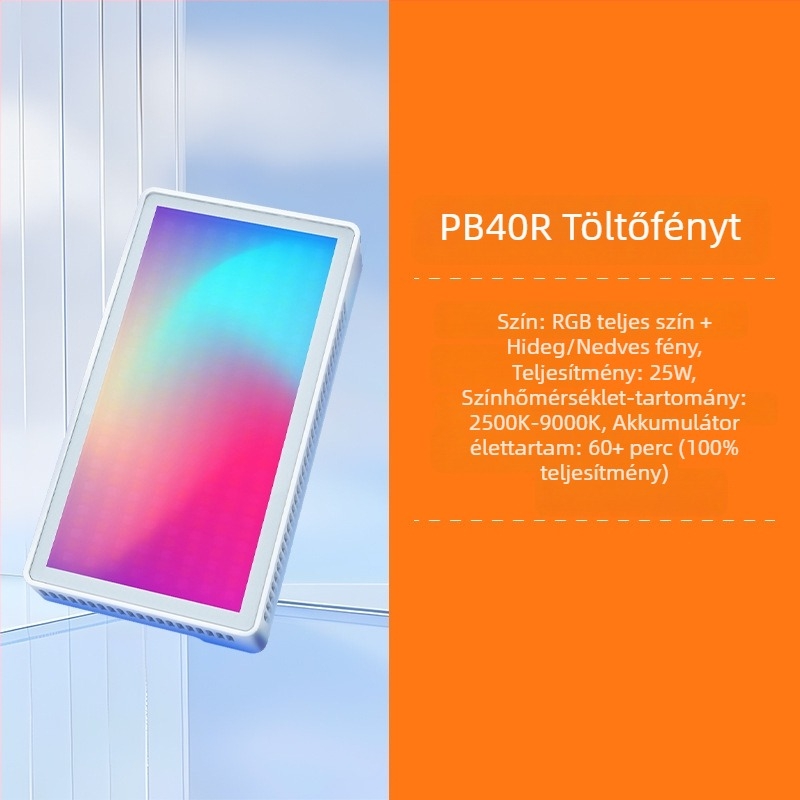 PB40R 40W RGB Fénykiegészítő Mobiltelefonos Fotózáshoz — 3 színhőmérséklet, asztali tartó