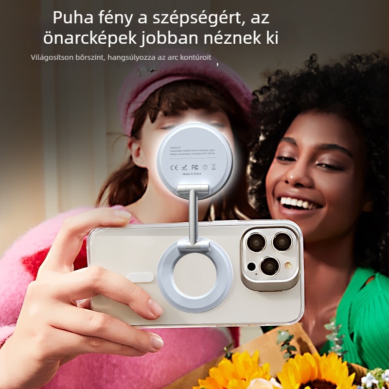 Összecsukható töltőfény mobiltelefonhoz — kézi használat, 3 színhőmérséklet, <10W, 5V/1A, modell K3