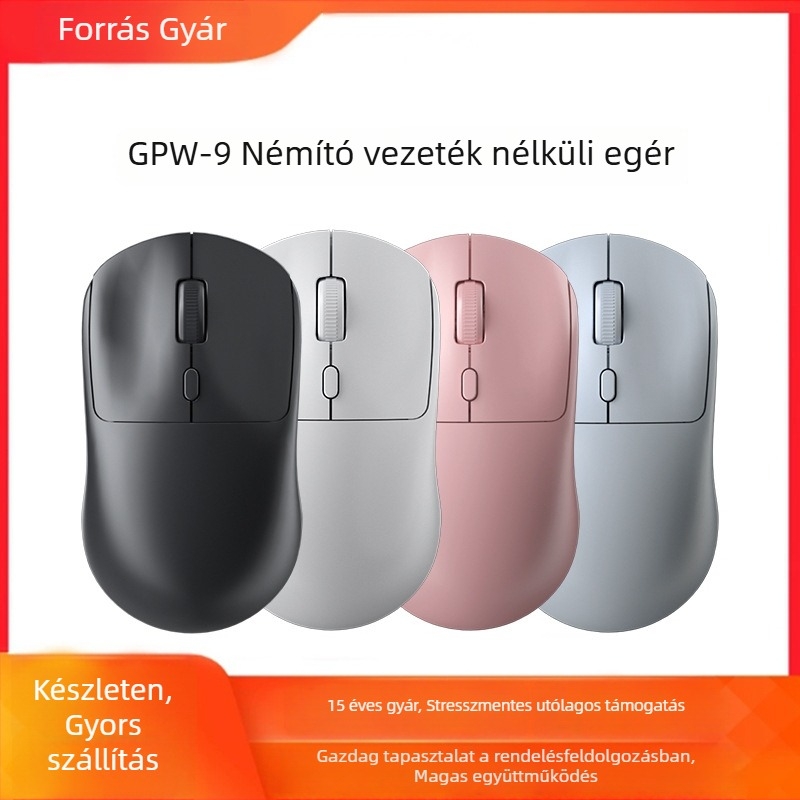 GPW-9 Vezeték nélküli Bluetooth egér, 1600 DPI, 4 gombos, 100 g tömegű, Notebook-kompatibilis